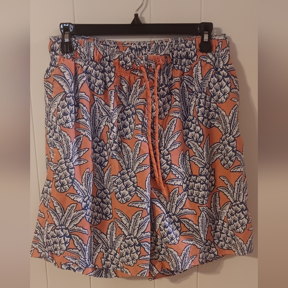 George Coral and Blue Pineapple Swim Trunks - Picture 1 of 4